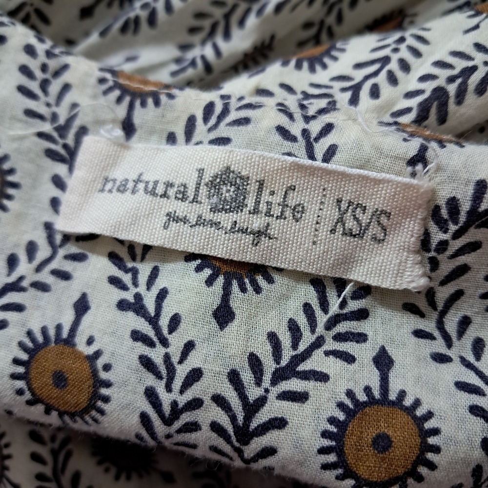 Natural Life Midi Dress Womens XS/S White Floral Tiered Boho Coastal Cottagecore - Picture 3 of 10